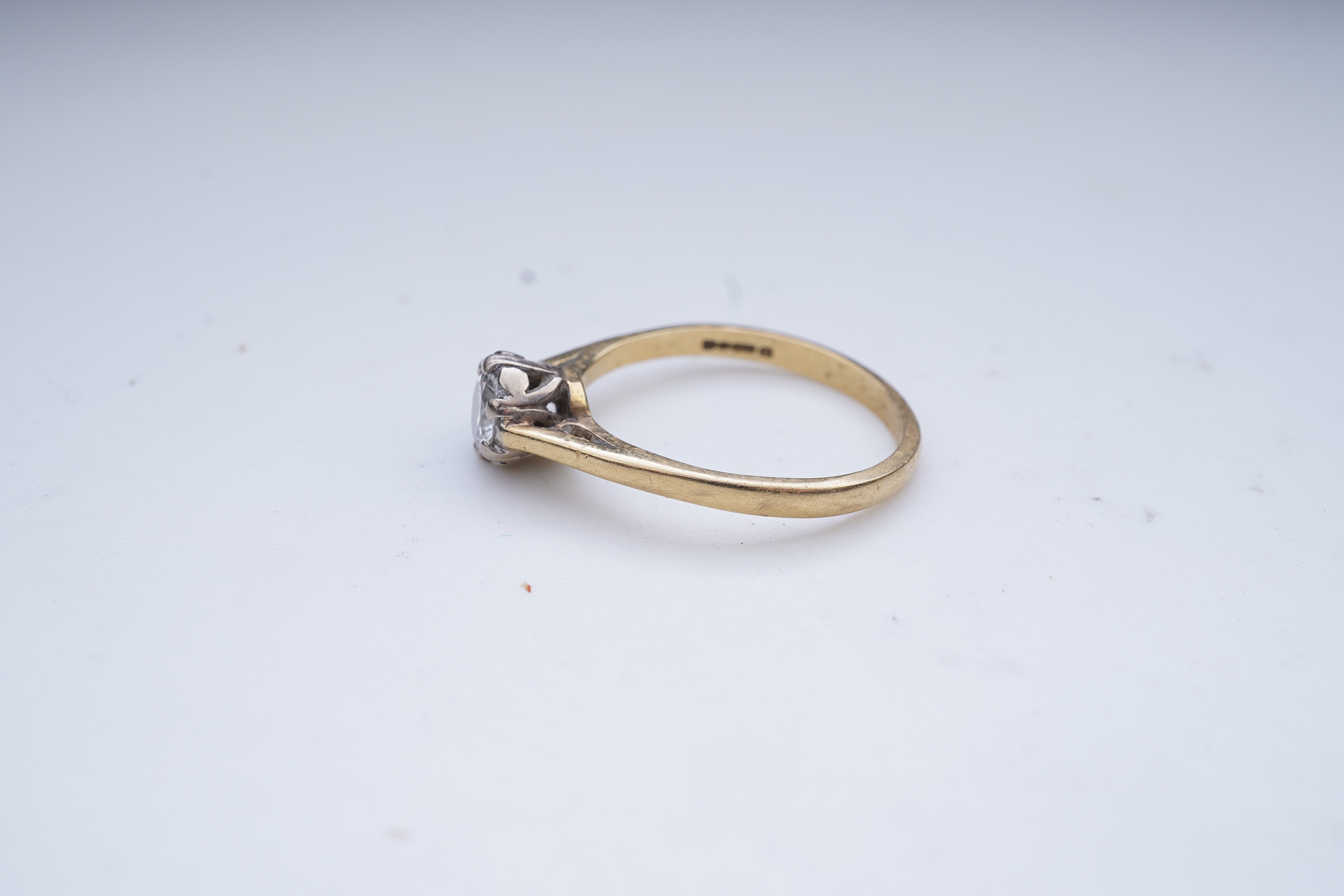 A diamond solitaire ring